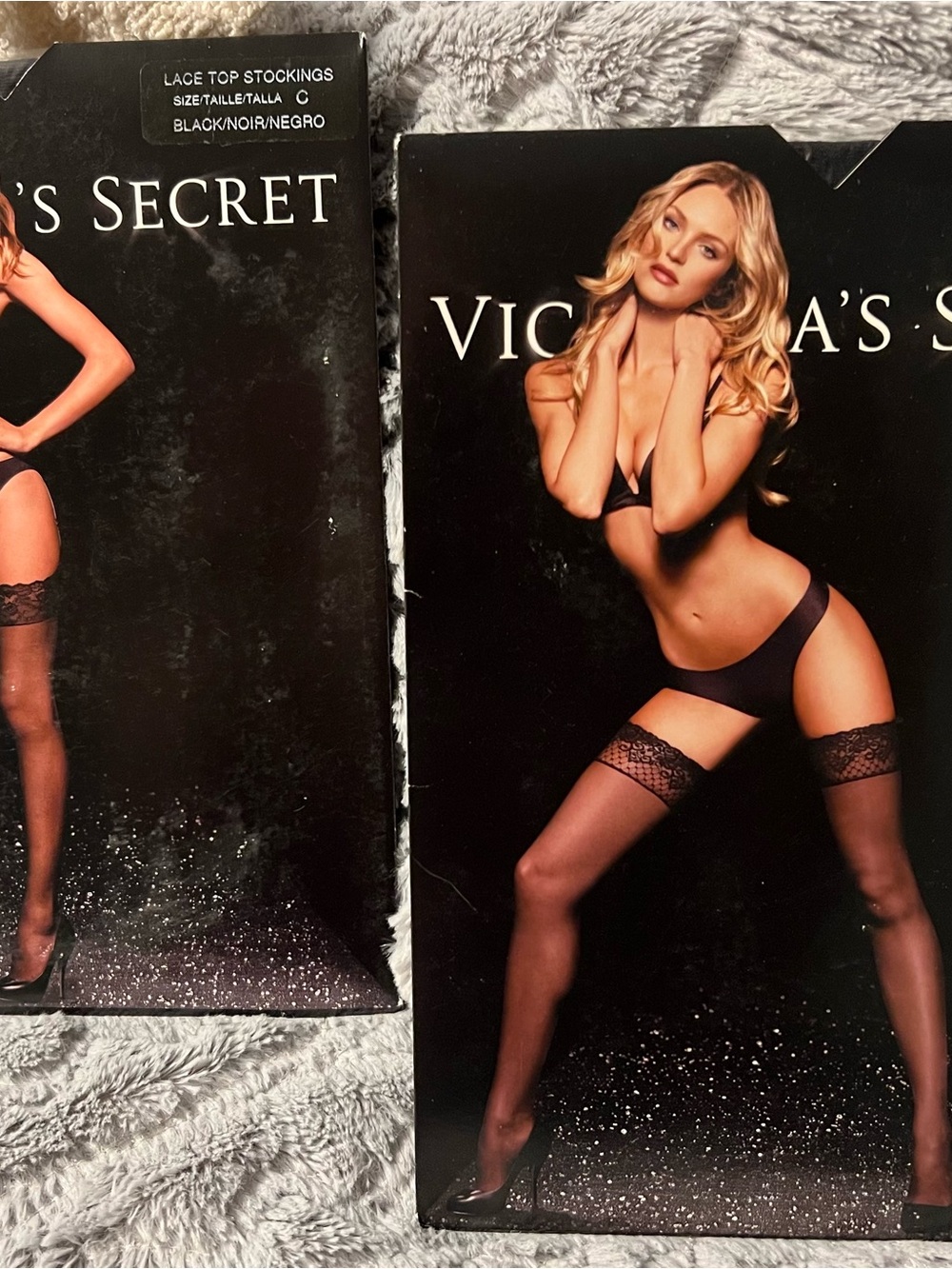 Victoria's Secret Black Lace Top Sheer Stockings